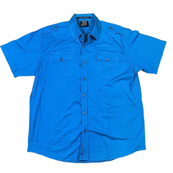 South Pole Short Sleeve Pearl Snap Button Military Y2K Aqua Blue Size XXL - Picture 1 of 7